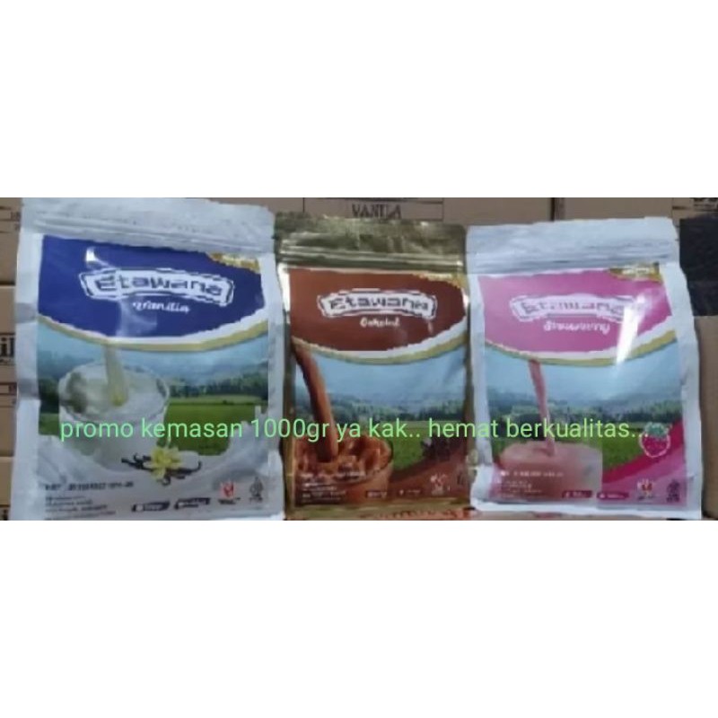 

harga promo ukuran ( 1000 gr ) susu kambing ETAWANA.original/coklat/strawberry