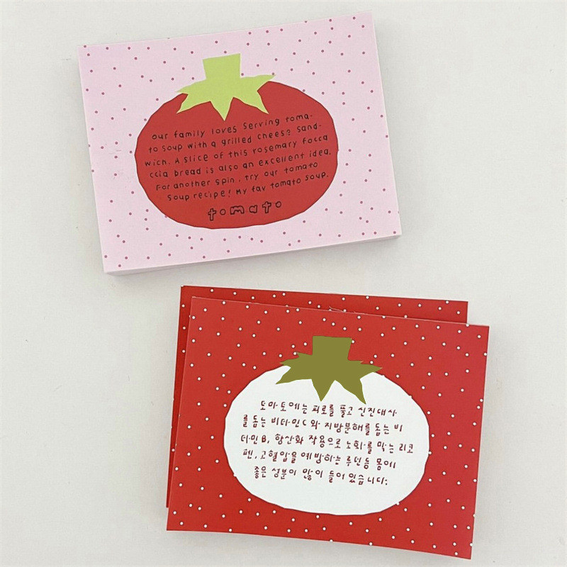 

50sheets Korean Retro Cartoon Tomato Memo Pad Journal Stationery Wall Deco Message Paper To-do List Easy Tear Pocket Notepad