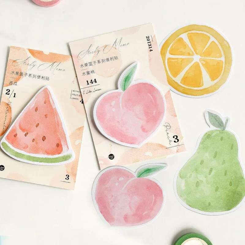 

1 Pieces Cute Kawaii Natural Fruits Sticky Note Memo Pad Office Planner Sticker Stationery School Supplies Decoration Adhesive