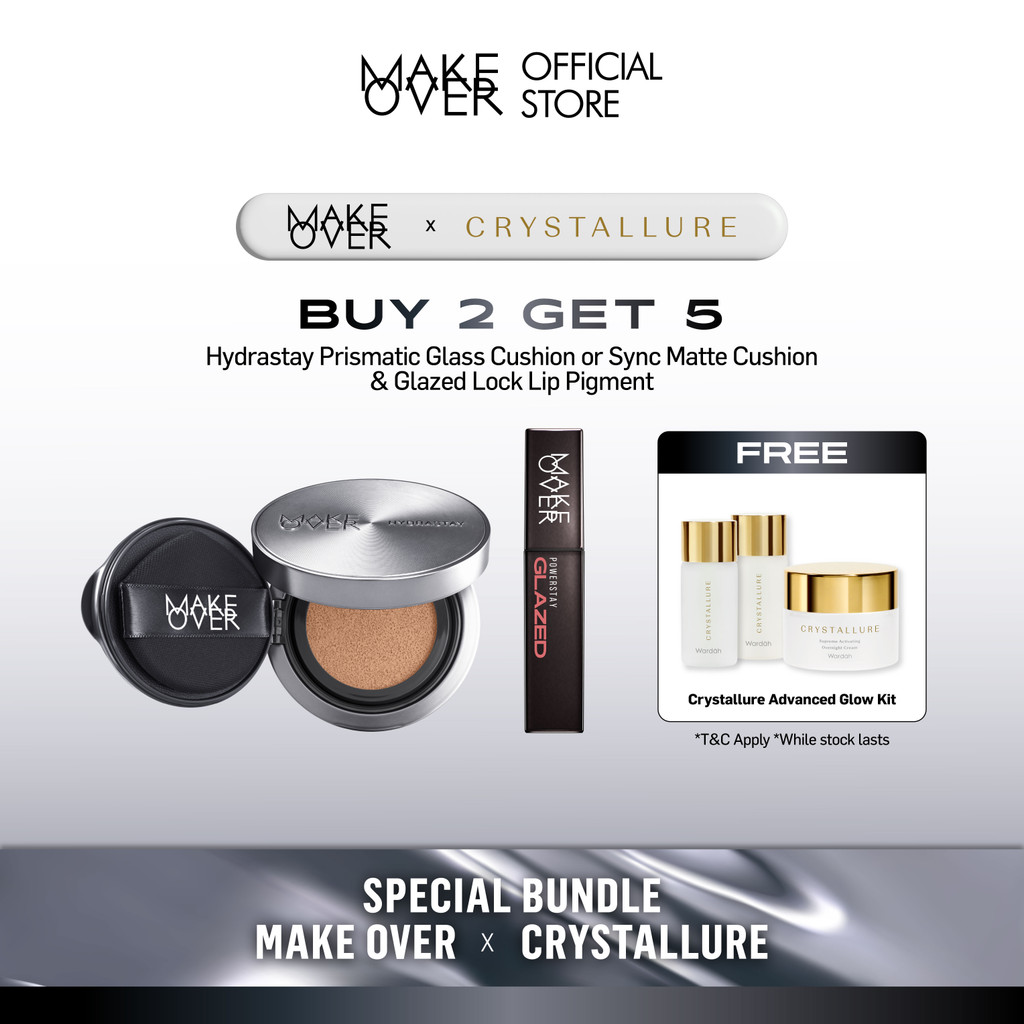 [5.5 EXCLUSIVE BUNDLE MAKE OVER X CRYSTALLURE - BUY 2 GET 5] MAKE OVER Hydrastay Prismatic Glass Cus