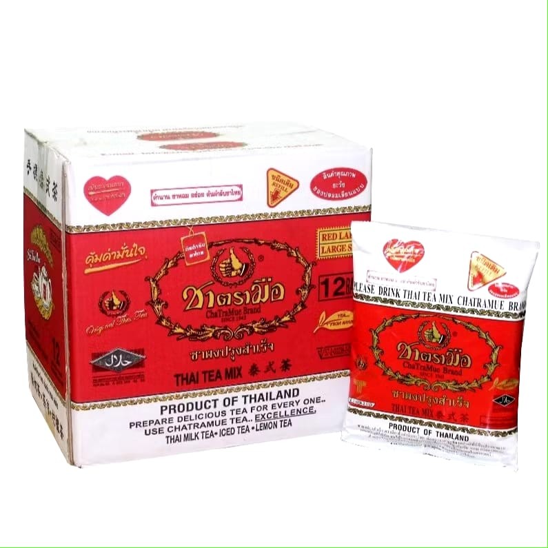 

Paket hemat Chatramue Thai Tea 400gr (isi 12pax) Red Tea Powder Chatramue brand Halal Ori bkk (tanpa Dus)