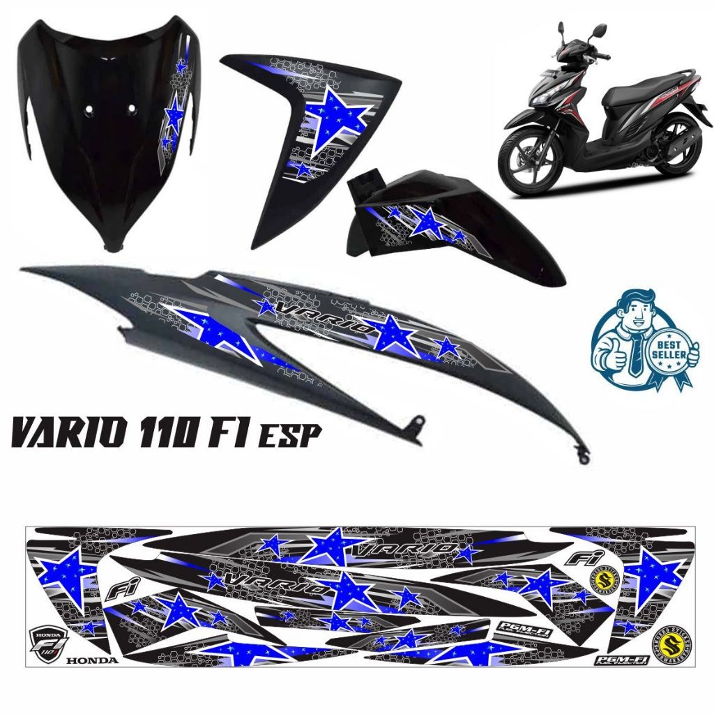 STIKER MOTOR VARIO ESP 110 STRIPING VARIASI VARIO FI 110 STRIPING VARIASI MOTOR