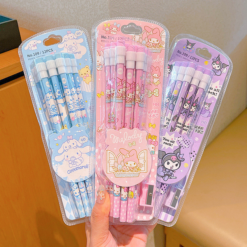 

Sanrio Cartoon Pencils My Melody Kuromi Pencils Primary Students Stationery Hb Black Write Draw School Boxed Anime Pencil Gift