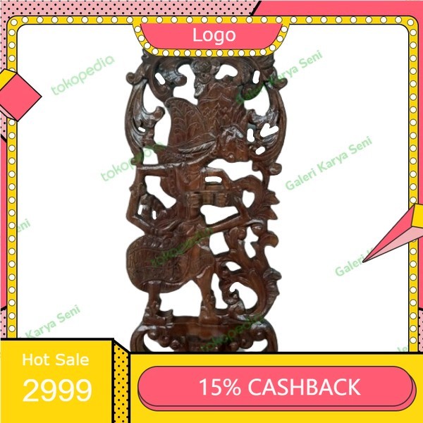 Blawong Keris Isi 1 Ukir Wayang Kresna Krisna Kombinasi Lung Kayu Jati LRS3