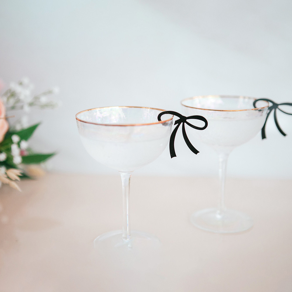 Wedding Butterfly Table Decoration Bow Drink Tag  arm Engagement Party Goblet Glass Accessories Anni