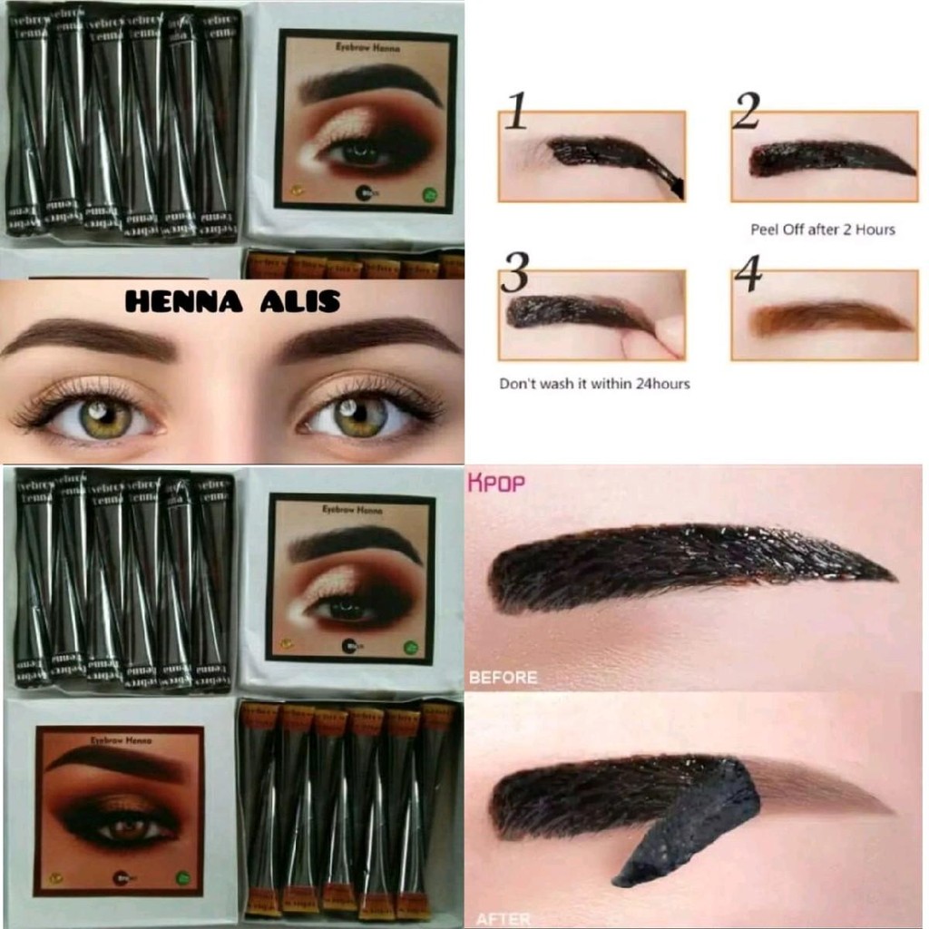 (tahan 4-5 hari) HALAL henna alis sulam alis eyebrow halal 100% cetakan alis