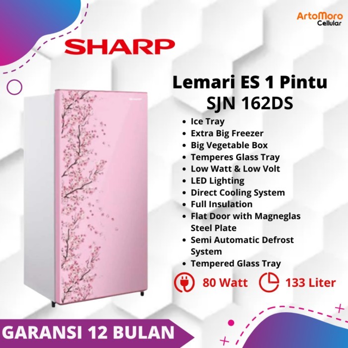 Lemari Es  SHARP SJ N 162 D SP SAKURA PINK KULKAS 1 PINTU 133 LITER SJN162DSP