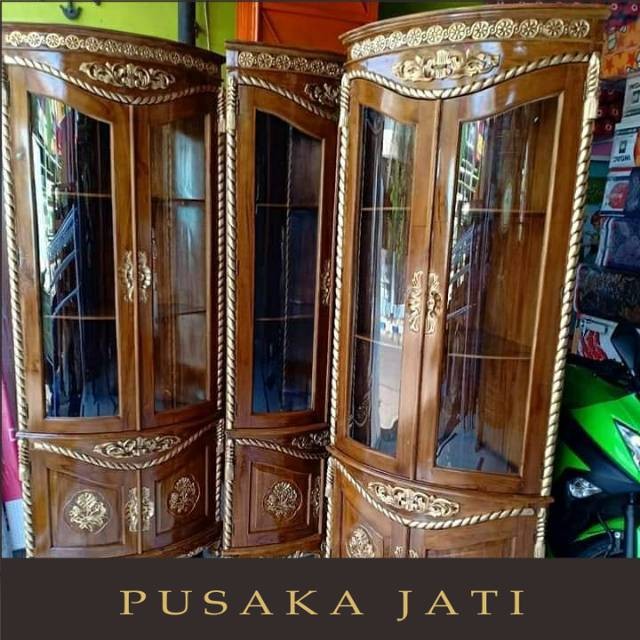 Lemari sudut jati pusaka jati jepara