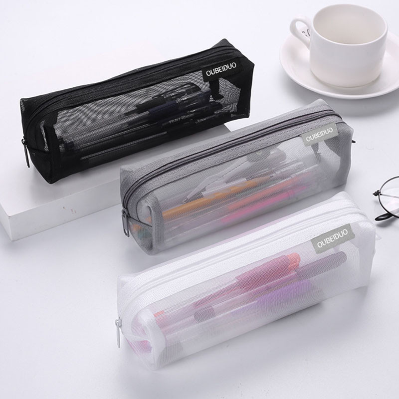 

Mesh Pencil Case Transparent Pens Pouch Cute Simple Aesthetic Bag Organizer Office School Supplies for Student Stationary