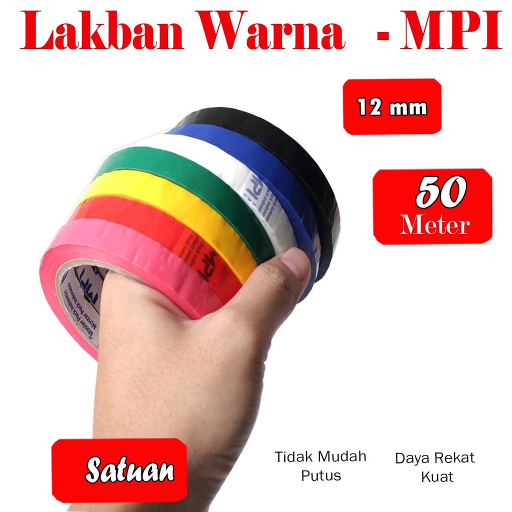 

Lakban Isolasi Warna - Warni Uk 12 mmm x 50 Meter - MPI
