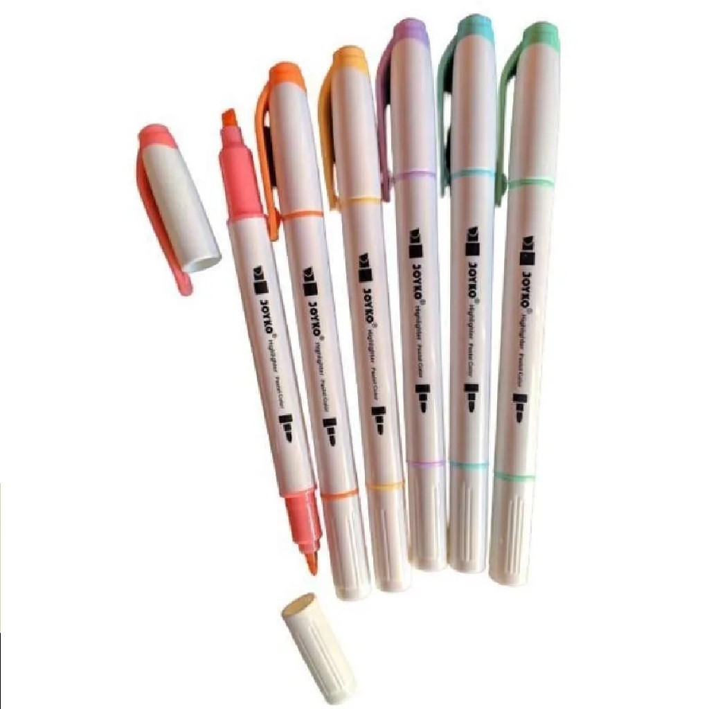 

mdn Joyko Highlighter HL-54 1 Set Isi 6Pcs Dual Tip / Penanda 6 Warna Pastel Color Lucu Unik Murah