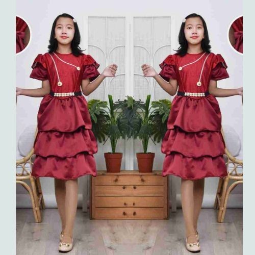 Dress Yunia Anak Perempuan Terbaru Bahan Bridal Silk Umur 4 - 13 Tahun - COD / Gaun Pesta Anak Perem