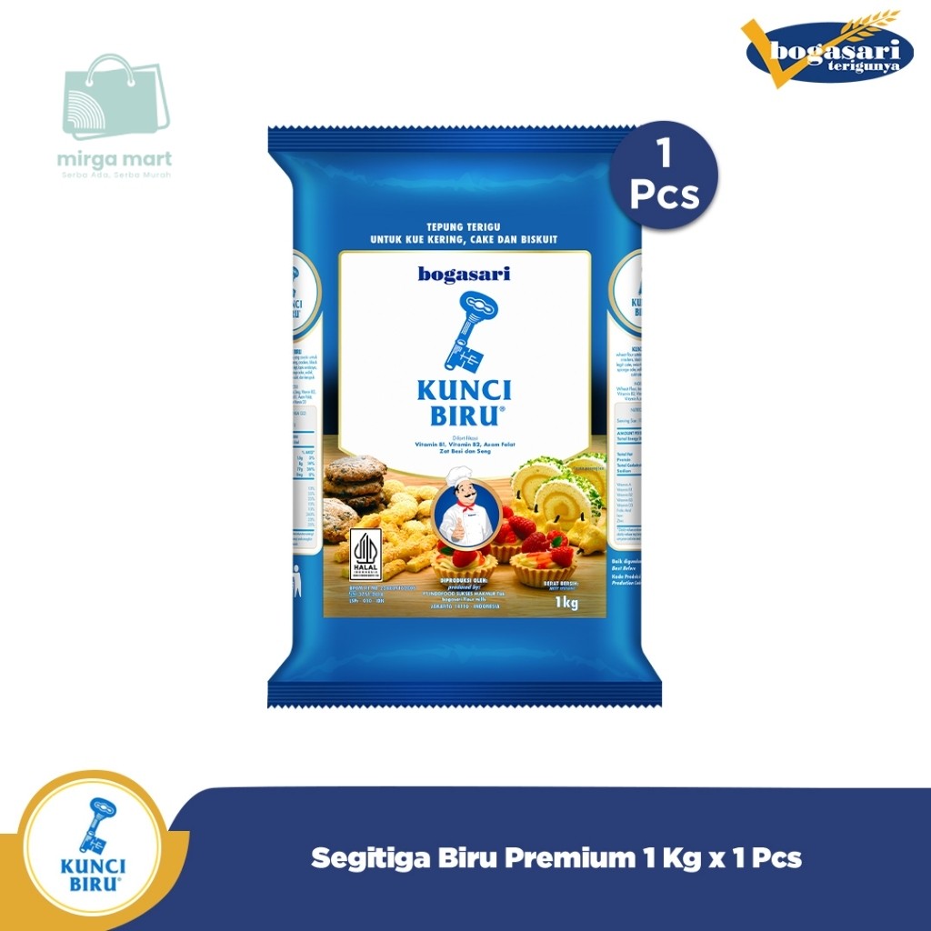 

Bogasari Kunci Biru Premium 1 Kg Terigu Rendah Protein mirga mart