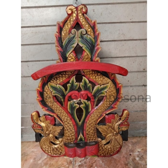 Blawong Tempat Pusaka Pusaka Isi 3 Kayu Jati Ukir Naga Kembar Sungging