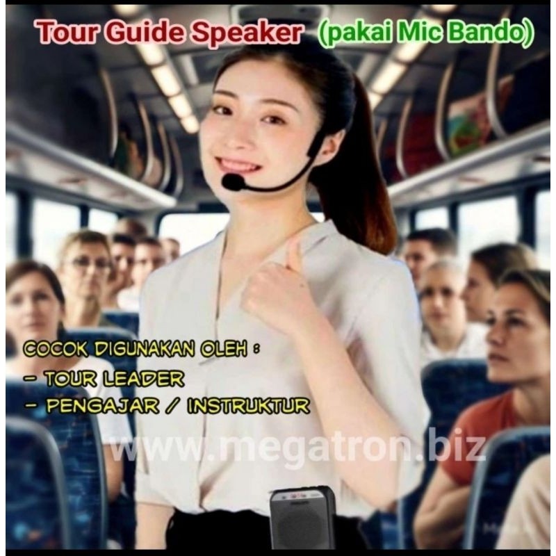 Tour Guide Speaker - Speaker Pinggang dengan Mic Bando (cocok untuk Tour Guide / Guru / Instruktur)
