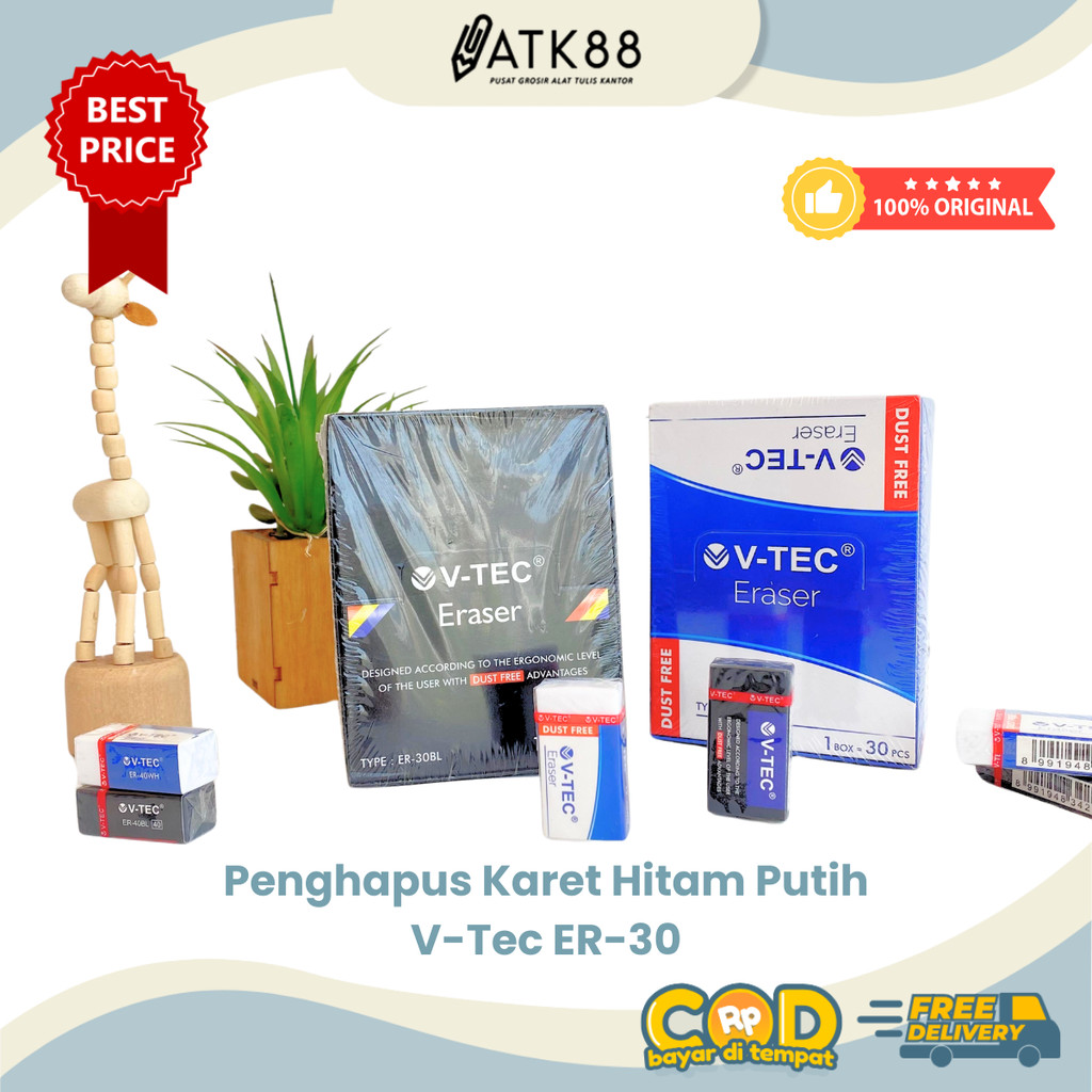 

[ATK88] Penghapus Pensil V-Tec ER-30BL (HItam) / ER-30WH (Putih) Penghapus Karet