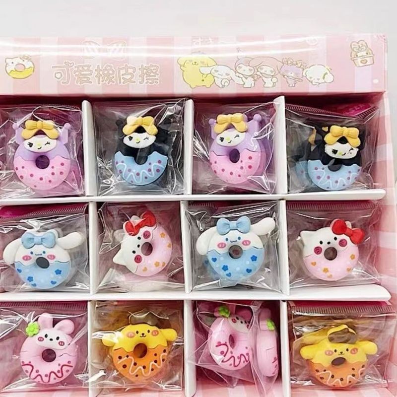 

Sanrio Kuromi Eraser 48Pcs Kawaii Hello Kitty Student Kawaii Cinnamon Roll Pencil Eraser Student Supplies Lovely Birthday Gift