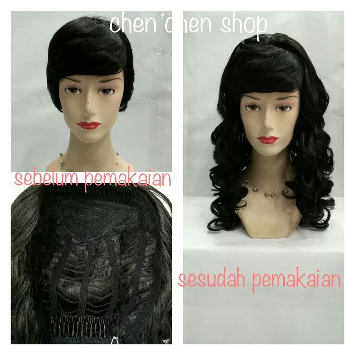 Wig sirkam / rambut palsu sirkam / setengah / halfwig curly - light brown