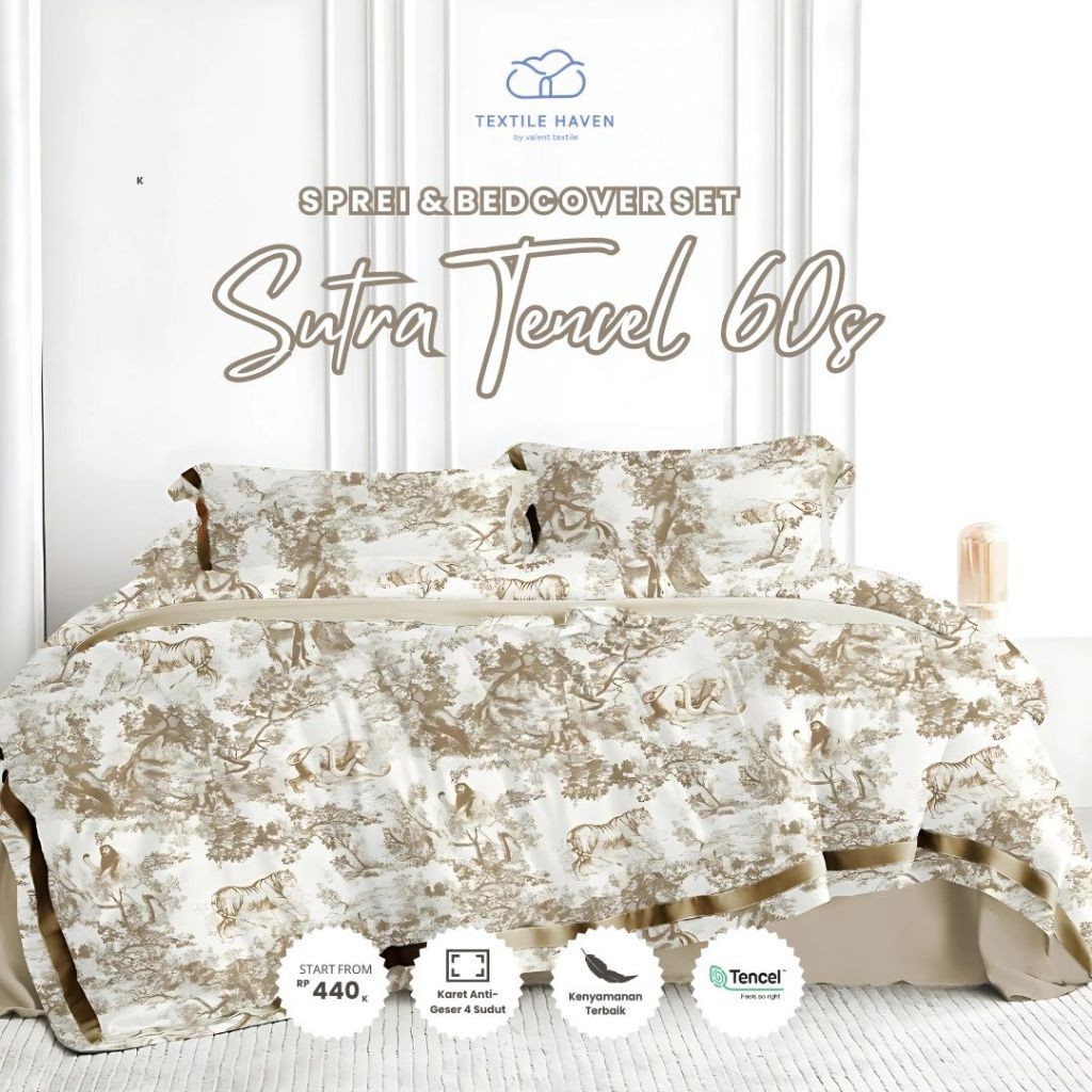 [Dior] Sprei Dan Bedcover Set Sutra Organic 60s Motif DIOR | Sprei Dan BedCover Sutra Motif [Live]