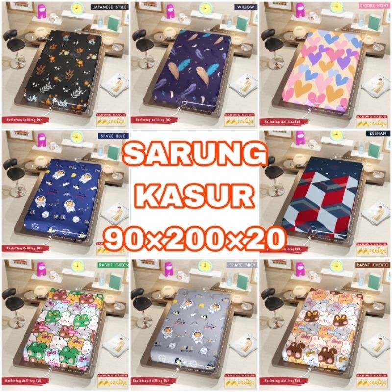 SILVAOSHOP Sprei Resleting / Cover / Sarung Kasur uk 90x200x20 cm Motif Karakter/Dewasa/Bola