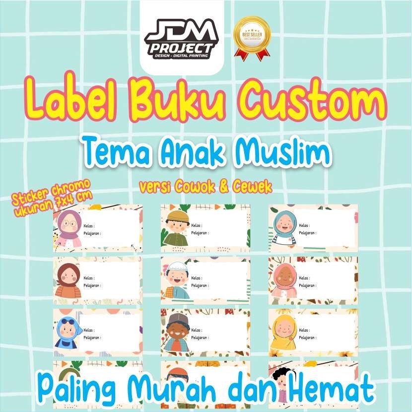 CETAK KILAT - STIKER LABEL BUKU CUSTOM FOTO & NAMA ANAK MUSLIM 2025