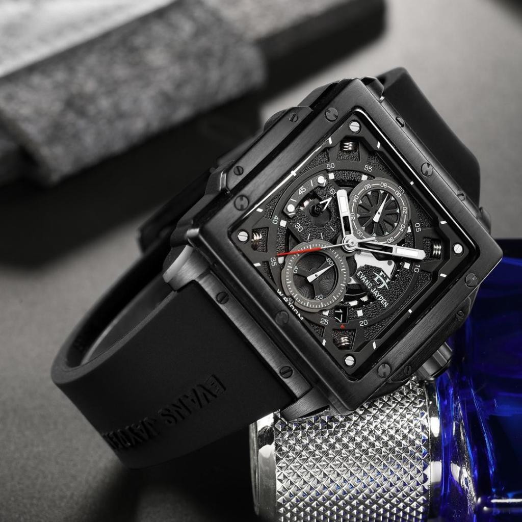 Jam tangan pria jayden jam tangan pria terbaru 9582 rubber COD tanggal aktif anti air