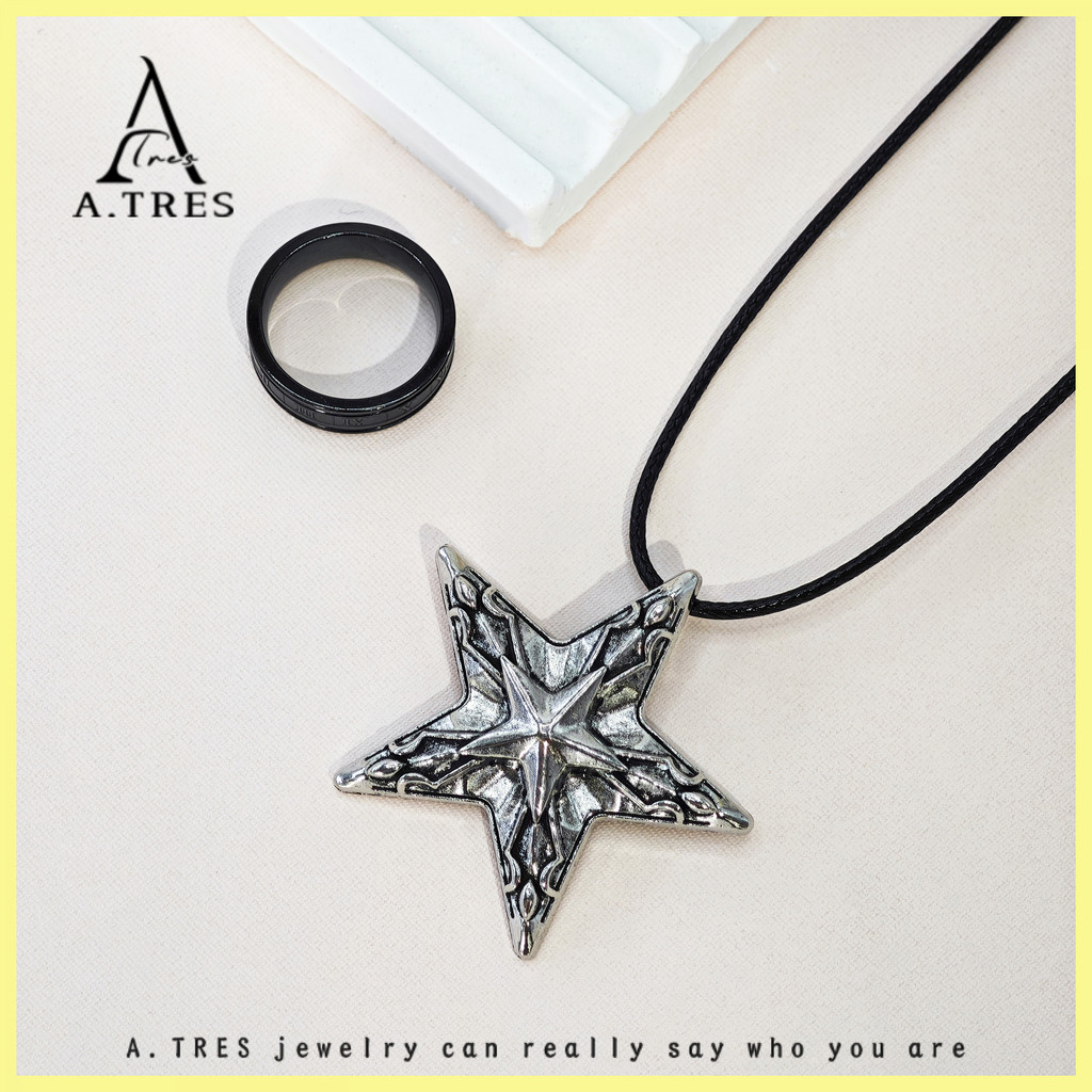 A.TRES 1 Set Cincin Aesthetic Cincin Anti Karat Cincin Berlian Kalung Wanita Kalung Emas Kalung Bint