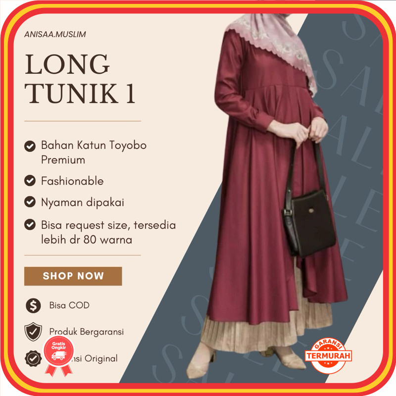 Baju Healing Termurah / Baju Atasan Wanita Terbaru Long Tunik Panjang Tunic Katun Toyobo Premium Put
