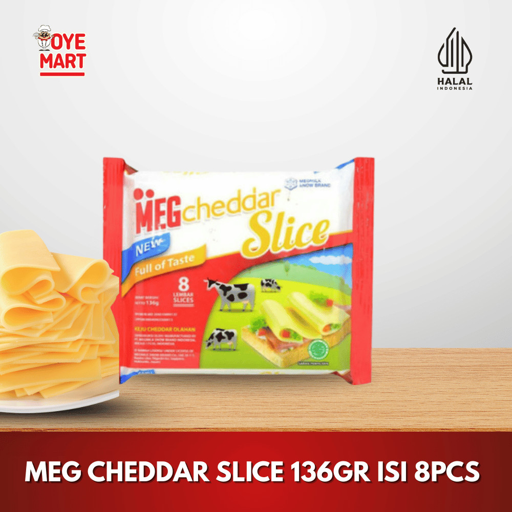 

MEG CHEDDAR SLICE 136GR ISI 8PCS/KEJU CHEDDAR SLICE