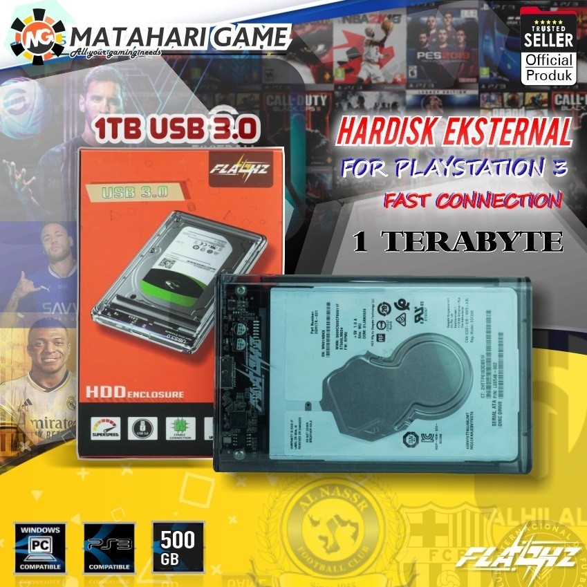 【 FLASHZ 】1TB HDD PS3 Hardisk Eksternal USB3.0 1000GB PS3 |PLAYSTATION 3