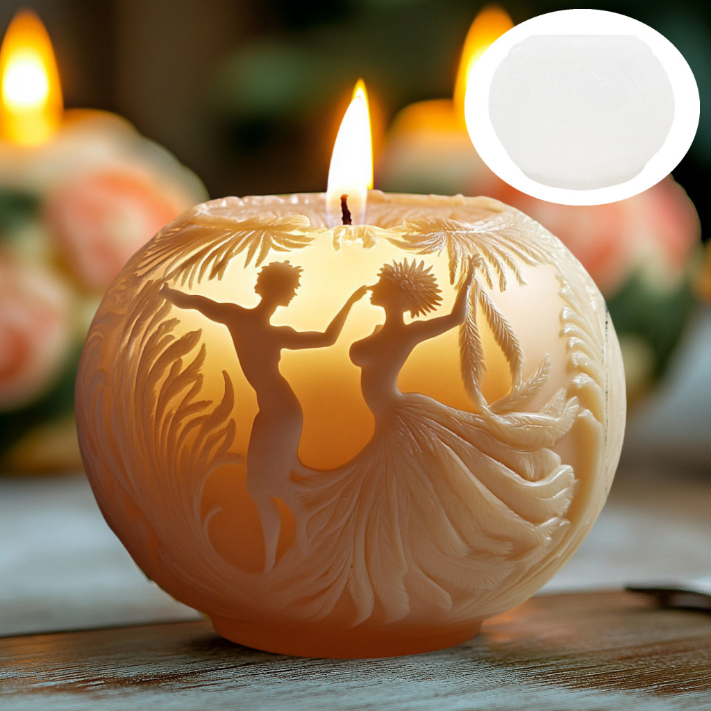 

Couple Dancing Embossed Ball Candle Silicone Mold Male Female Ballet Embossed Ball Resin Mould Wedding Decor Ball Gypsum Molds