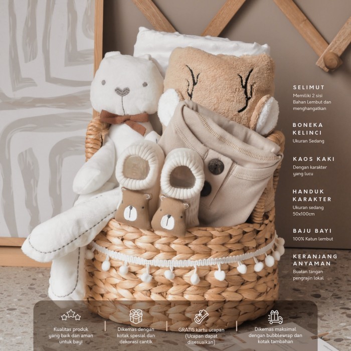 

Mall -[Limited Stok] Newborn Hampers Gift Set | Baby Hampers | Hampers Bayi | Kado Bayi - Premium Brown