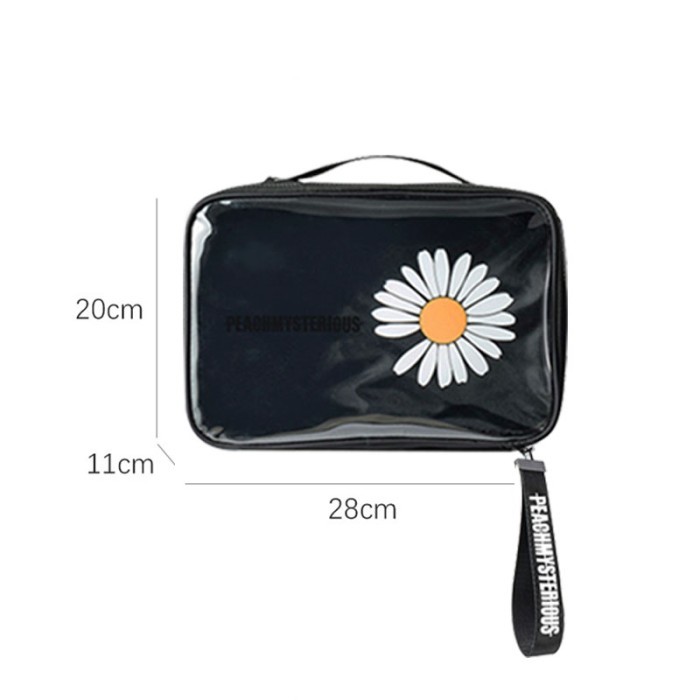 U-Living Washbag Motif Bunga Serbaguna Transparan Tas Make Up Travel  - BungaKecilHitam