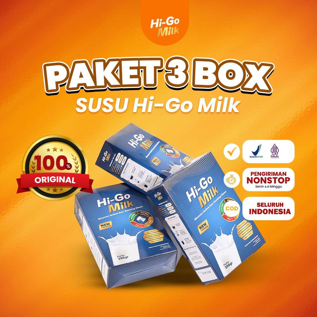 

[BISA COD] Hi-GO MILK 3 BOX Susu Kambing Etawa dan Creamer Nabati 100% Asli Original Untuk Atasi Nyeri Sendi Sesak Nafas Kesehatan Tulang dan Sendi Sehat Rendah Gula Teruji Klinis