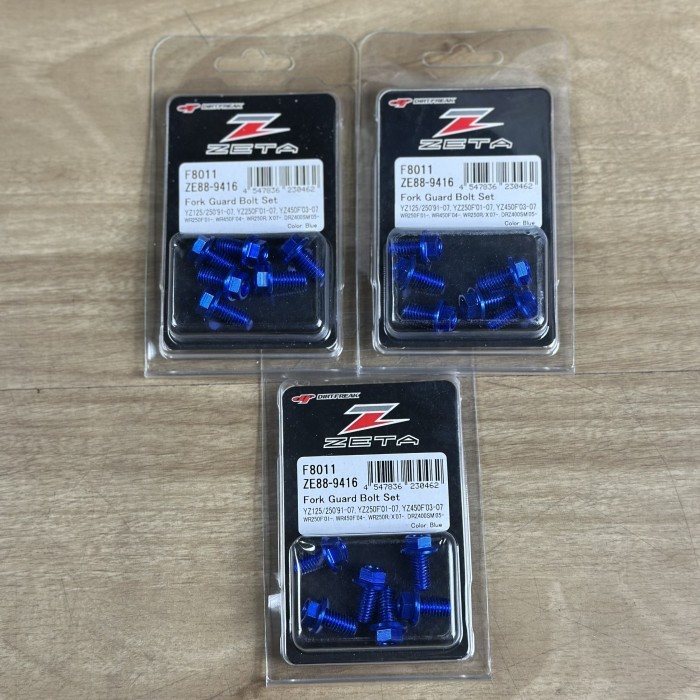 Ready ZETA Fork Guard Bolt Set Baud Cover Usd 6Pc Yamaha-2 Blue YZ 85 125 Original