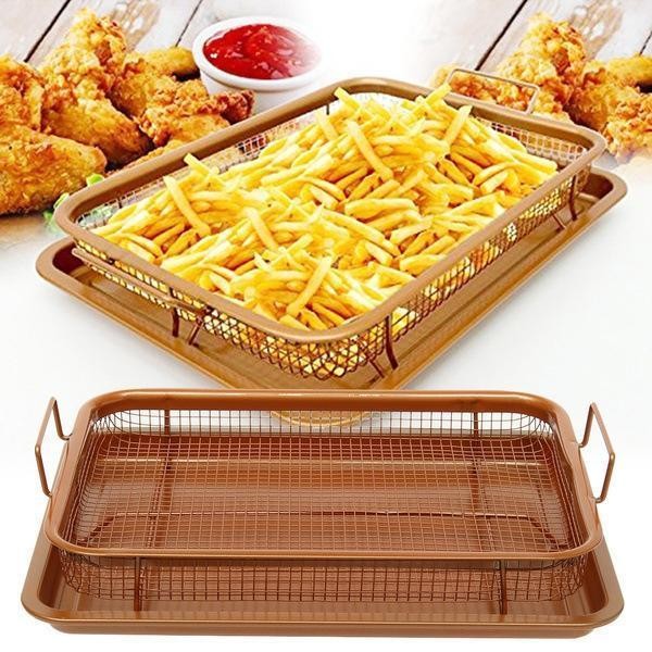 Saringan Peniris Minyak Stainless Gold Tray Fika Oven Tray Peniris Minyak