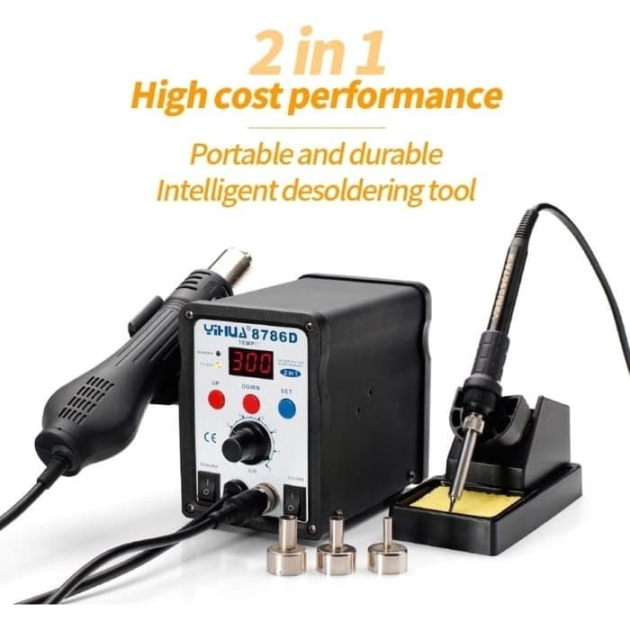 AMD99 Yihua 8786D 2in1 Blower + Solder SMD Rework Station Hot Air Gun