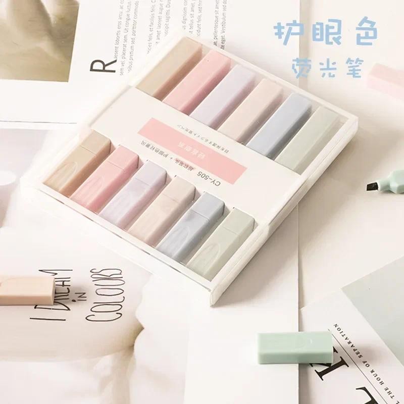 

6pcs/set Brief Style Pale Color Highlighter Fluorescent Pen Art Marker Stationery Highlighter Pastel School Office Supplies Gift