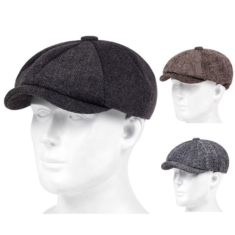 Retro Newsboy Caps Men British Painters Hats Autumn Winter Berets Herringbone Flat Cap Hip Hop Beret