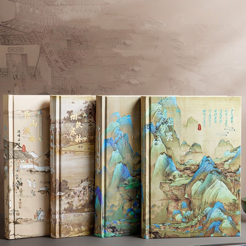 

Beautiful Chinese Art Style Composition Notebook Watercolor Gum Cover Personal Diary Hardcover Thicken Travel Notepad Painting