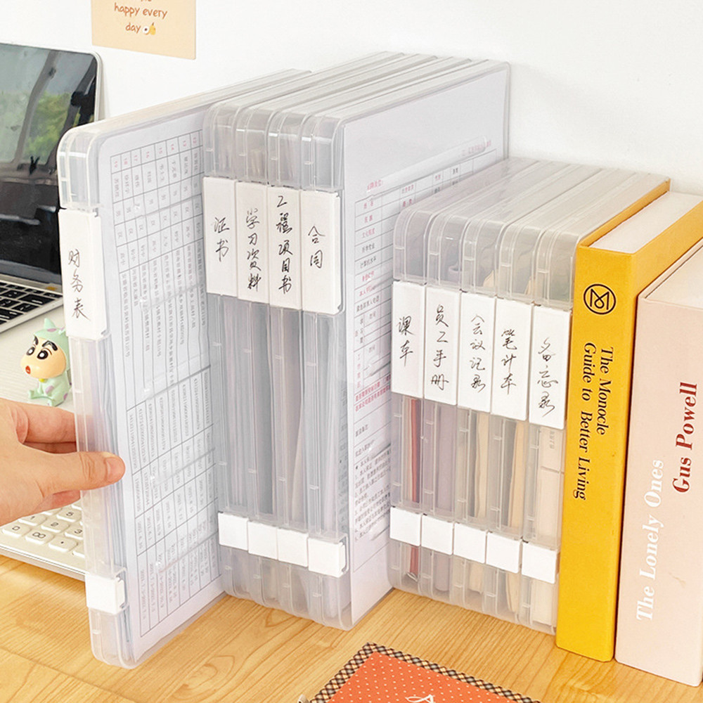 

A4 File Storage Box Transparent Portable Folder Document Case Organizer Waterproof and Dustproof Test Paper Classification Boxes