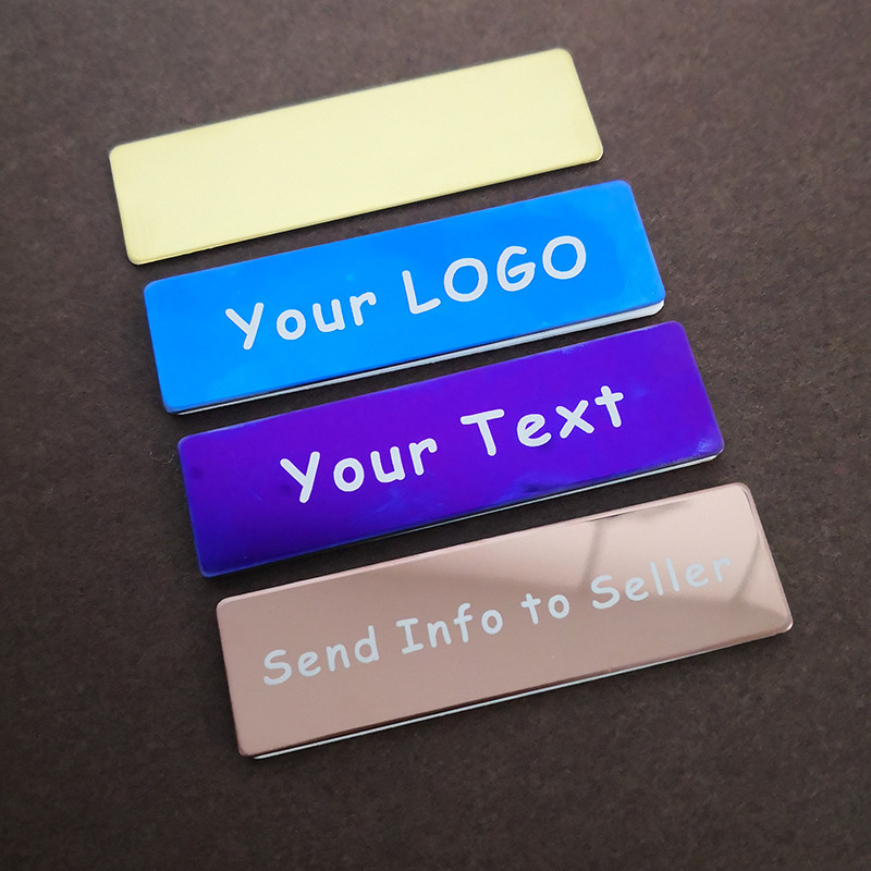 

70X20mm Stainless Steel Personalized Name Badge Holder Custom Metal Tag Laser Engraved Staff Student Enfermera ID Texts LOGO