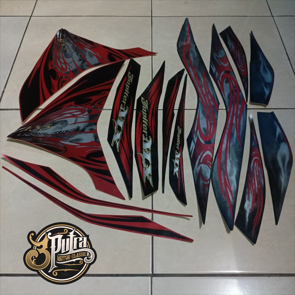 stiker striping yamaha jupiter mx new 135 2011 merah lis body standar berkualitas original
