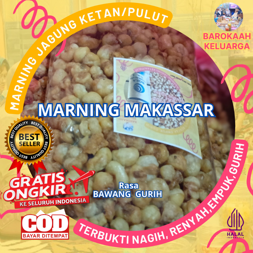 

CEMILAN SNACK KLASIK MARNING SULTAN PREMIUM SUPER DUPER EMPUK RENYAH GURIH VIRAL JAGUNG KETAN PULUT SEPEREMPAT KILOGRAM (250gr)