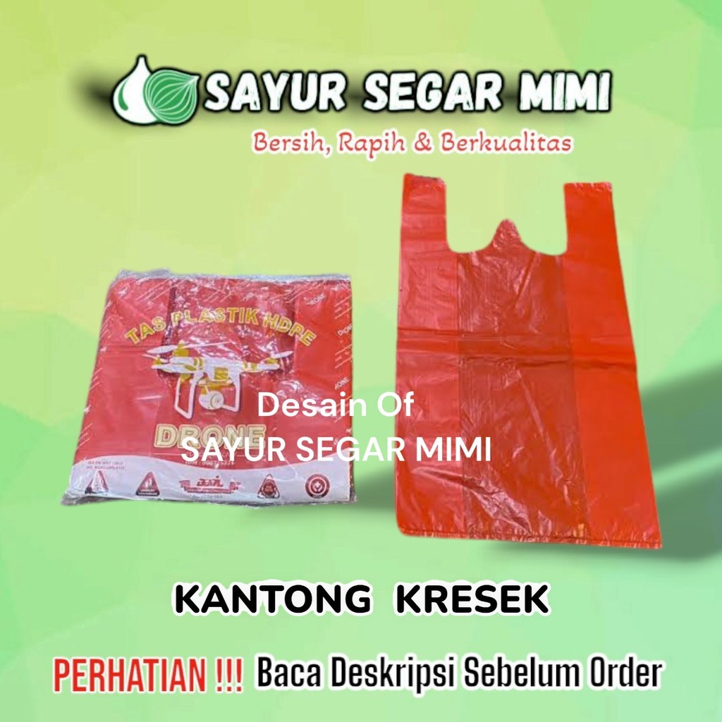 Kantong Plastik Kresek Merah Merk Drone Ukuran 24, 28, 35, 40cm - Sayur Palembang