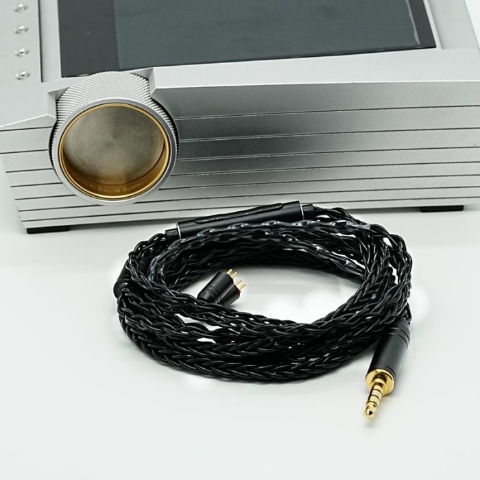 [Promo]New XINHS 8 Core Silver Plated Copper Upgrade Cable With Microphone IEM Cable - Black, QDC