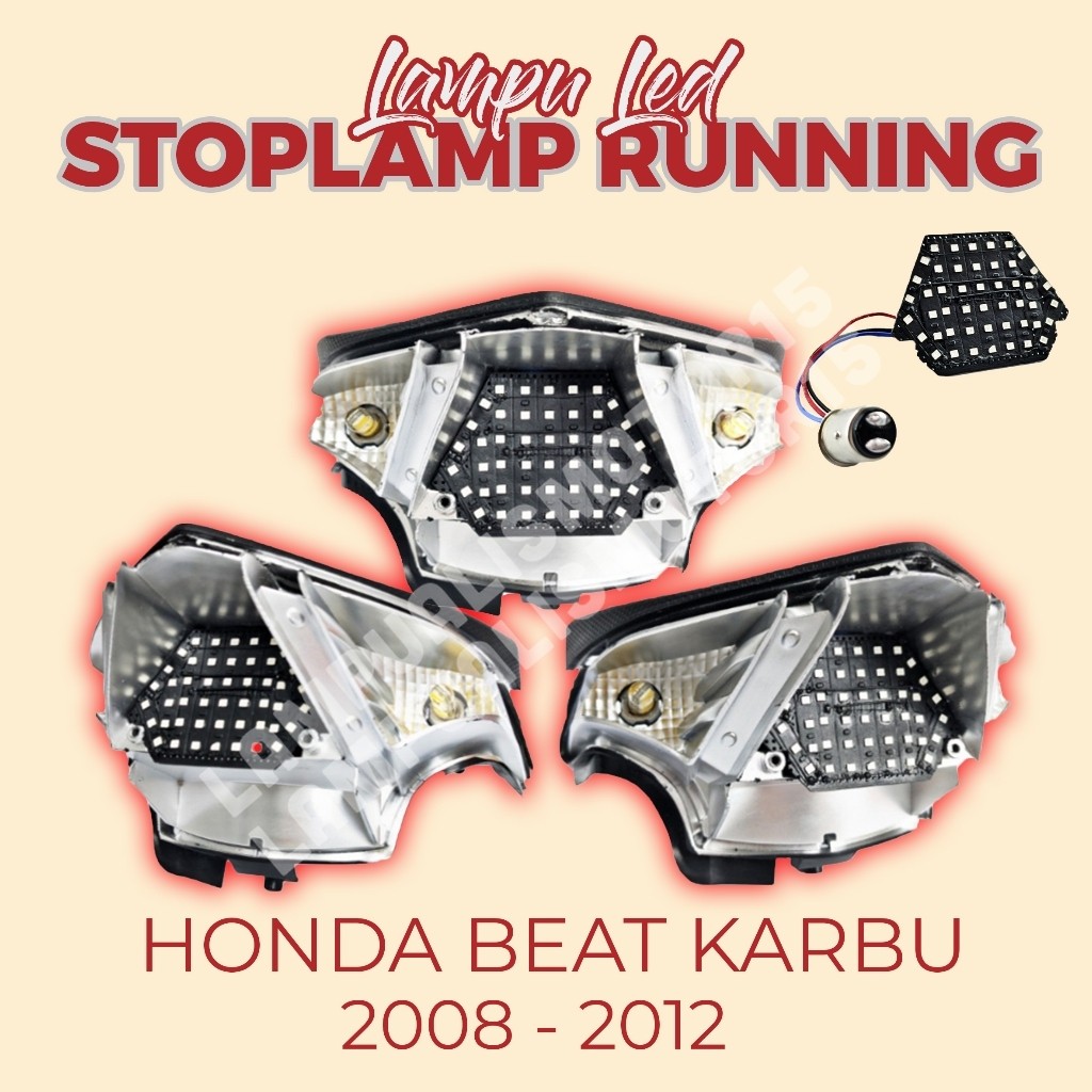 lampu alis running beat karbu / lampu belakang beat karbu lampu rem variasi