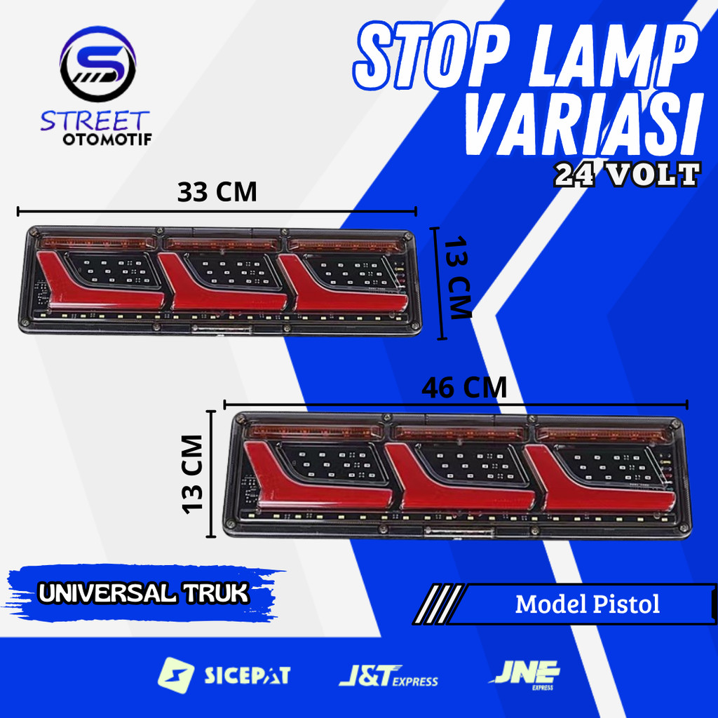 Lampu Rem Belakang Truk Variasi 24 Volt Model PISTOL LED Bulat Sepasang Kiri dan Kanan  SL02