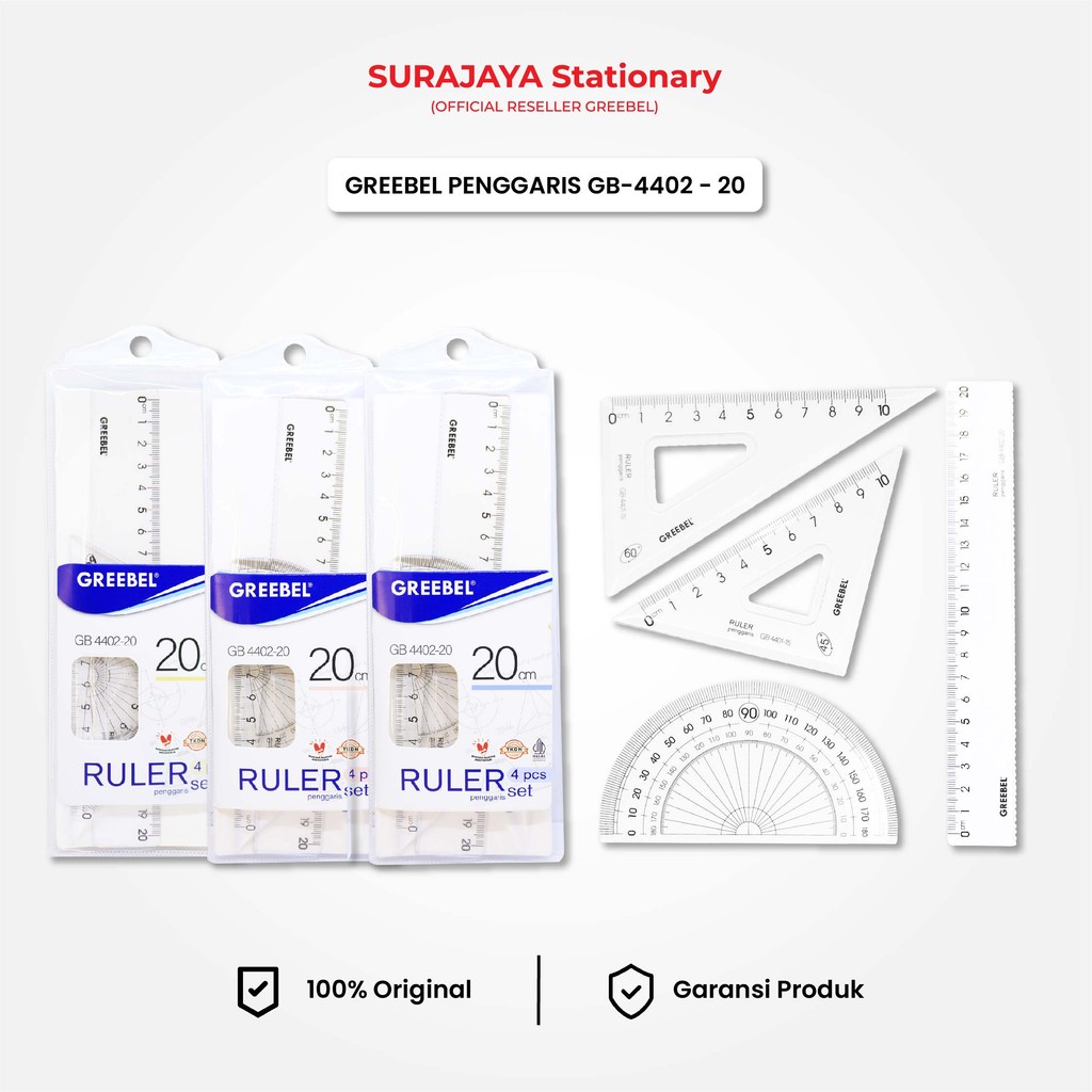 

Penggaris Greebel Set 4IN1 20 cm 4402-20 / Penggaris Ruller Bening Isi 4Pcs / Ruller Set Transparant Perlengkapan Sekolah
