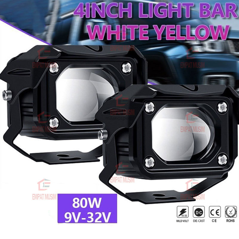 2PC Lampu Tembak Laser D2 Led 50 Watt 12-85V 2 Warna Putih Kuning Superbright Lampu kabut/40W Bohlam